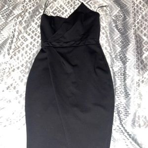 Black Strapless Asymmetrical Cocktail Dress